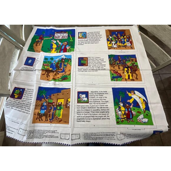 V.I.P. Cut & Sew Fabric Panel The Beginners Bible Baby Jesus Soft Sculpture Book - Picture 2 of 3